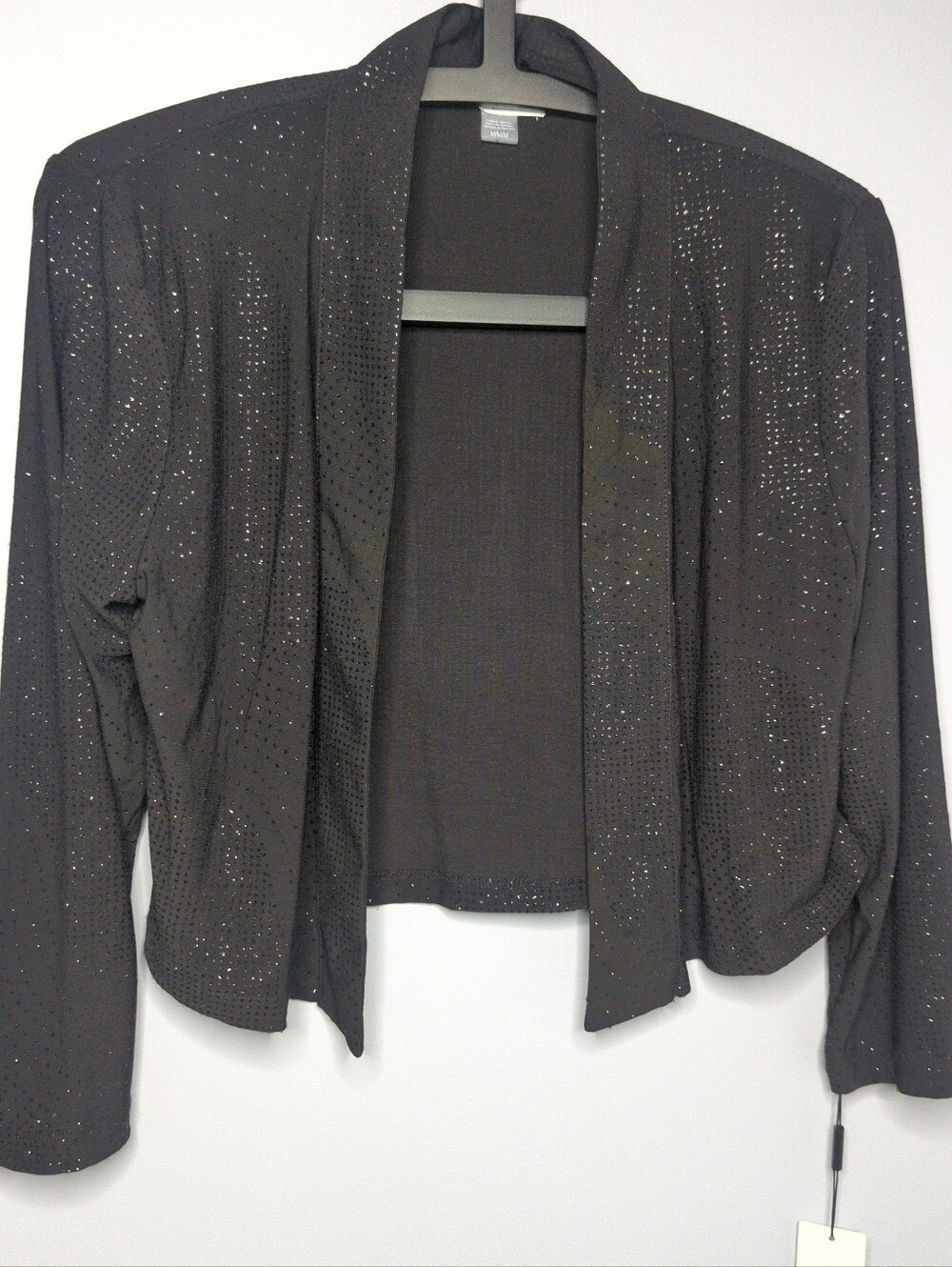 Calvin Klein Black Glitter Shimmer Cropped Bolero Jacket Medium NWT